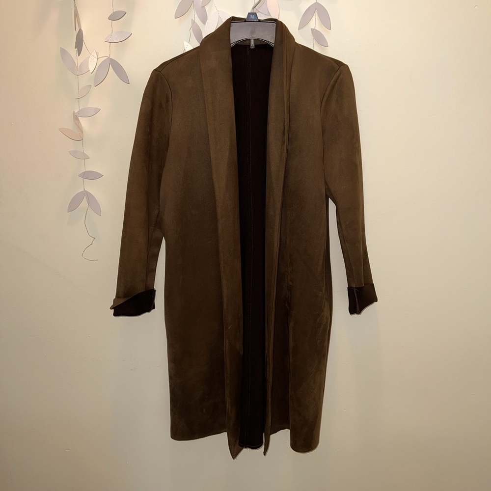 Olive Green Long Suede Petite Jacket